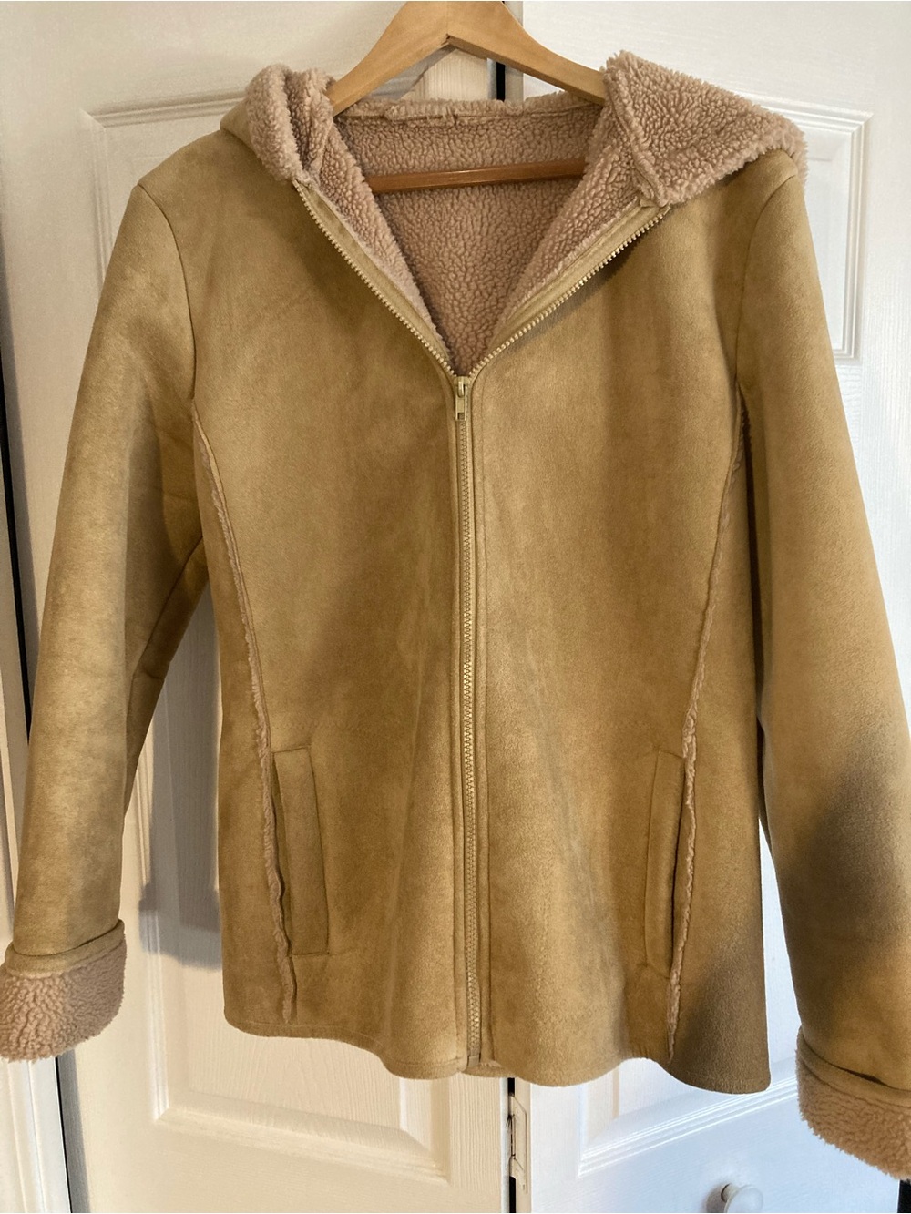 Bass Tan Faux-Shearling Hooded Utility Jacket